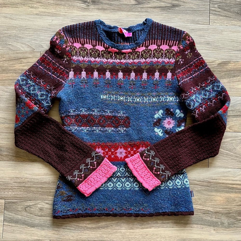 Oilily Nordic Fair Isle Woven Wool Blend Sweater Women’s XS